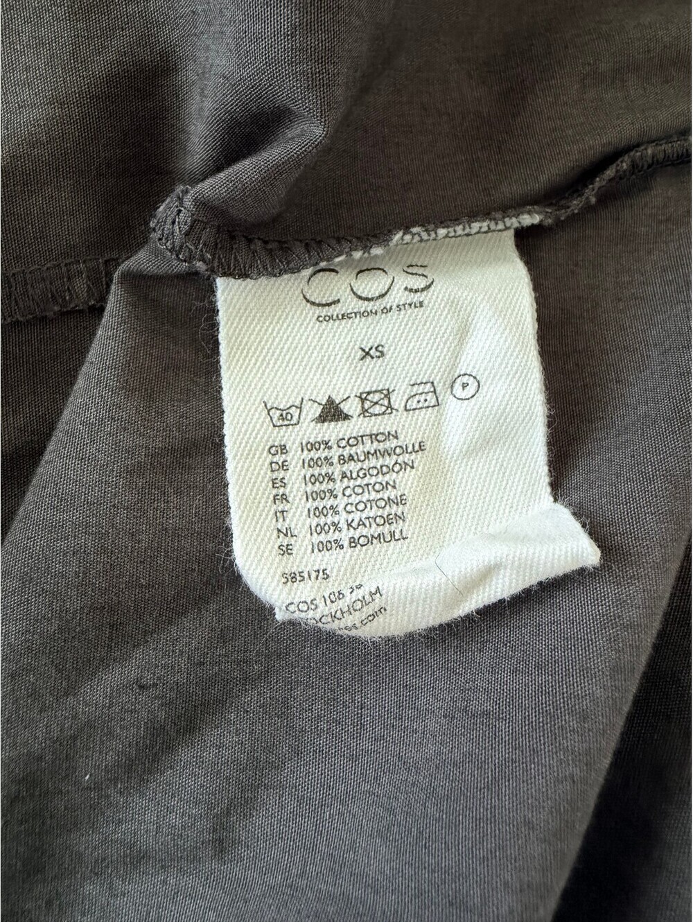 COS Gray Long Sleeve Cotton Fit & Flare Pocket Dress XS Minimalist - Picture 6 of 8